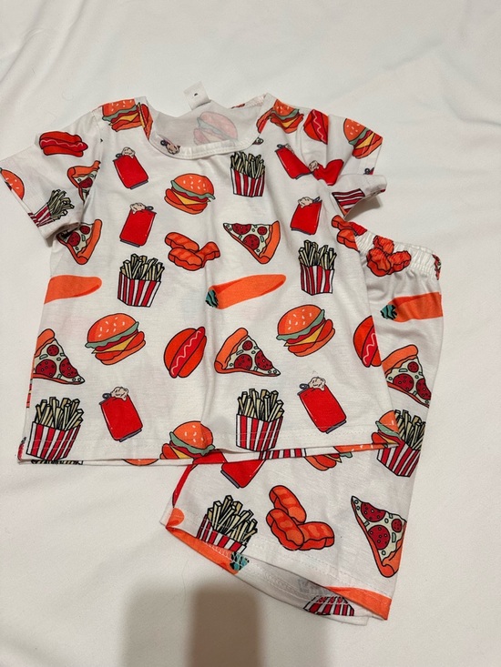 SHEIN Other - SHEIN White Kids Set with Red & Orange Fast Food Print